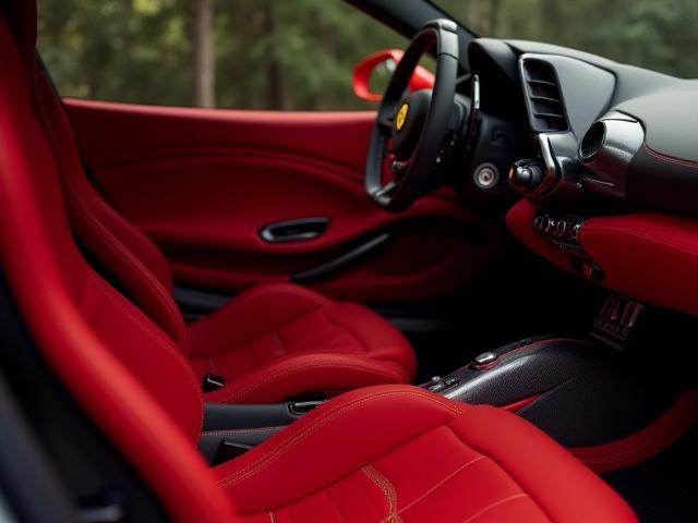 Ferrari 488 Pista con interni personalizzati in Alcantara e pelle cucita a mano